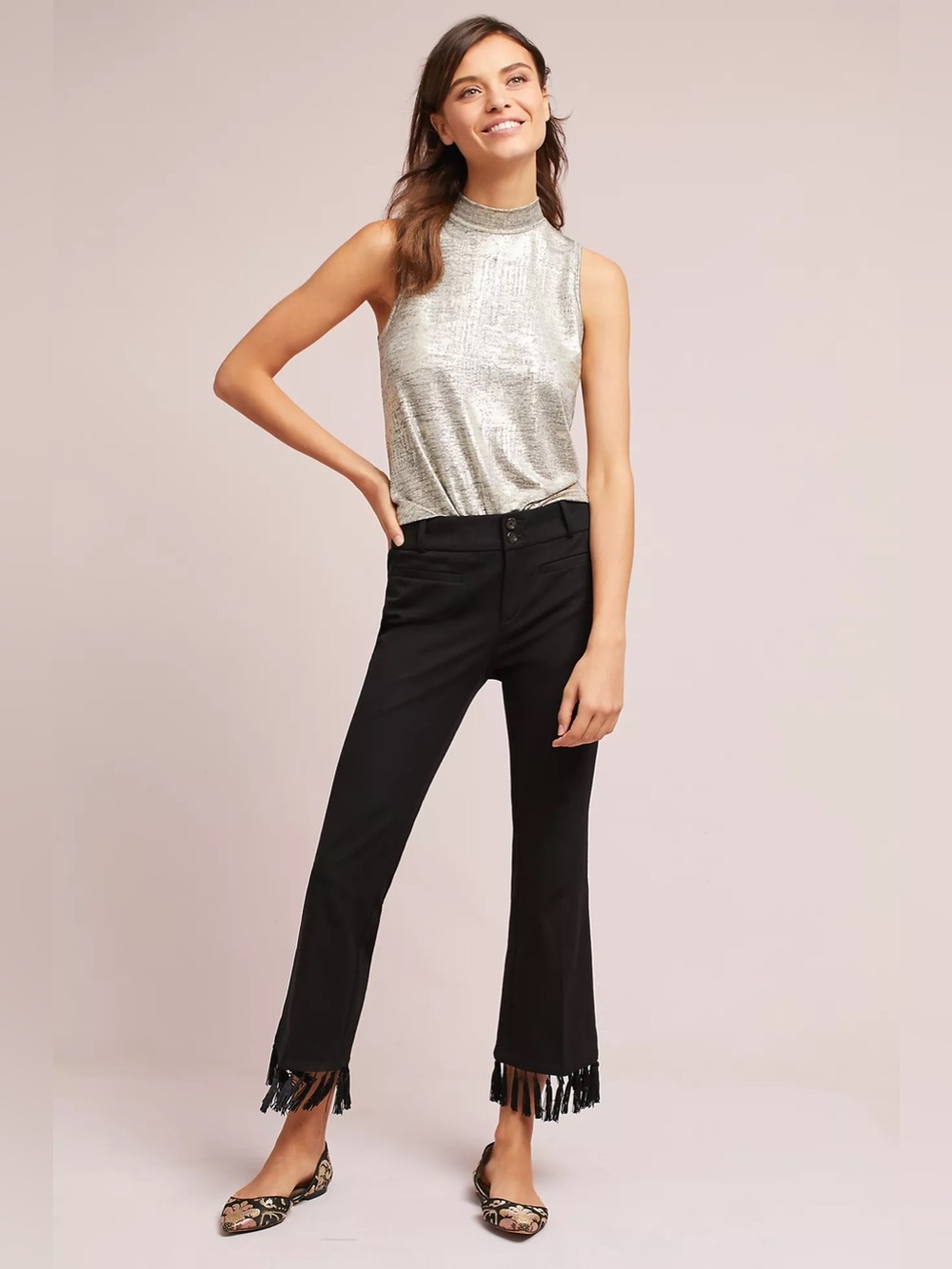 Anthologie Essential Cropped Flare  Tassel Pant